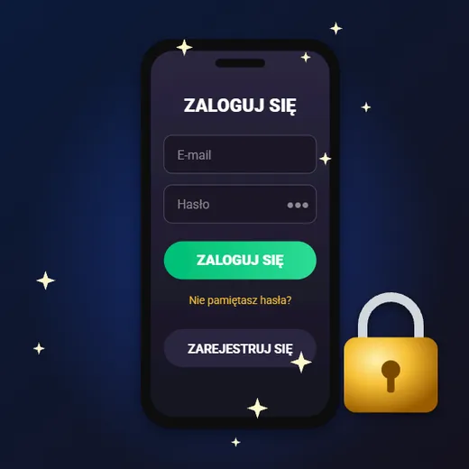 Deloro casino login – ilustracja ekranu z polami e-mail i hasło oraz przyciskiem Zaloguj się